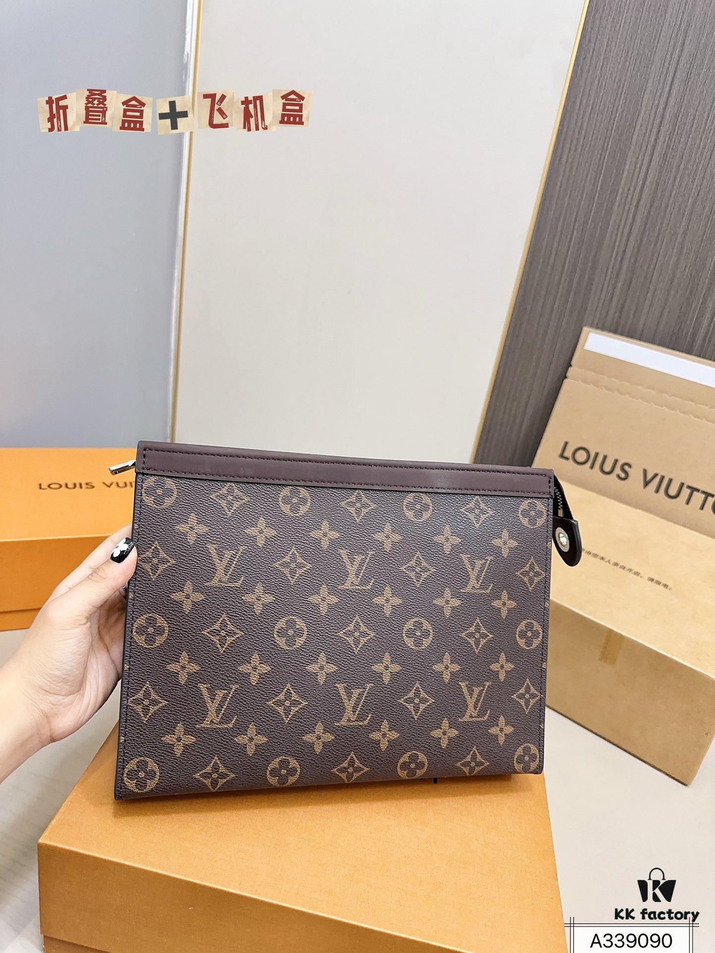 LV Men's Clutch Bag, Full Packaging, Dimensions 28 x 22