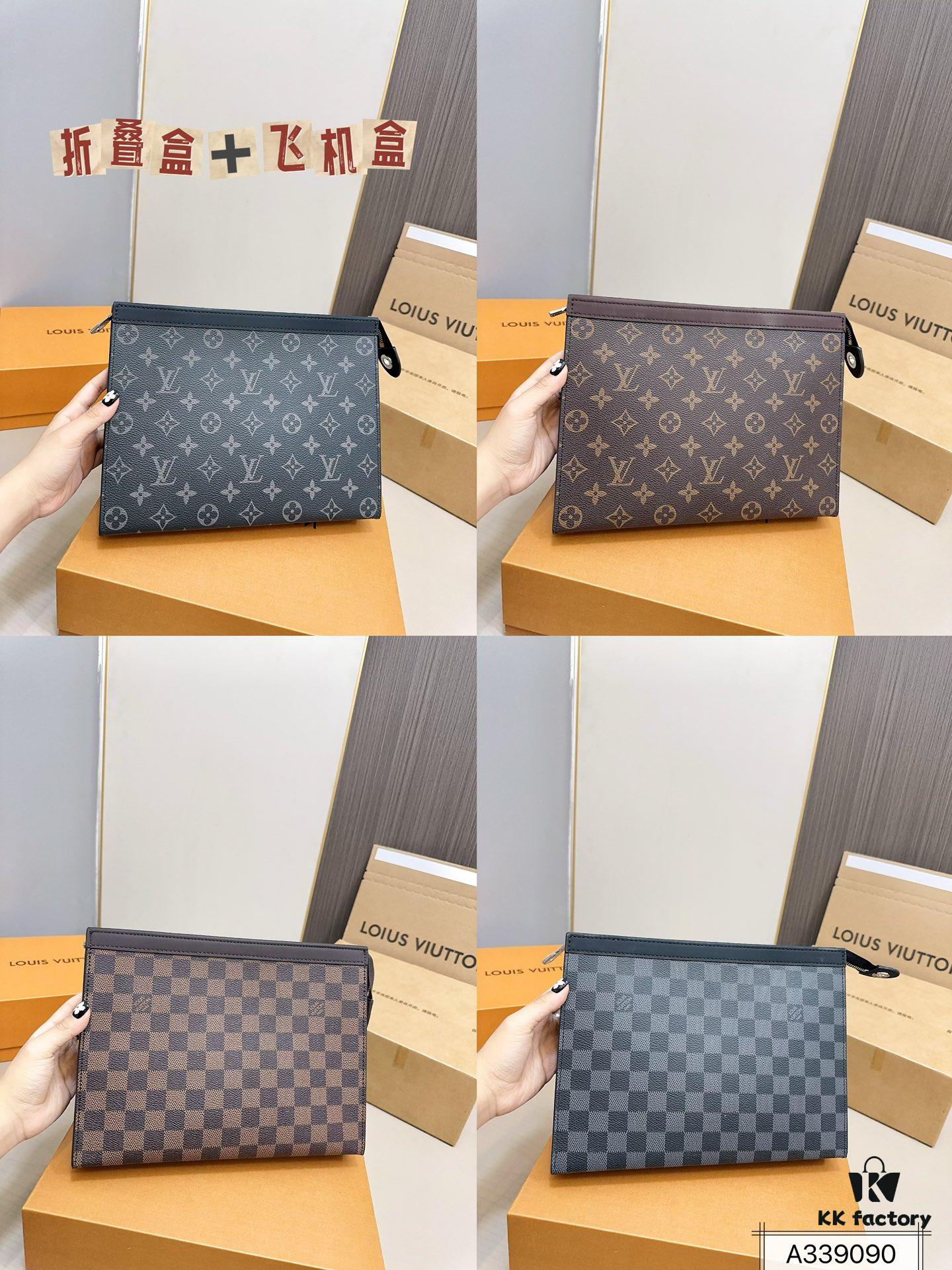 LV Men's Clutch Bag, Full Packaging, Dimensions 28 x 22