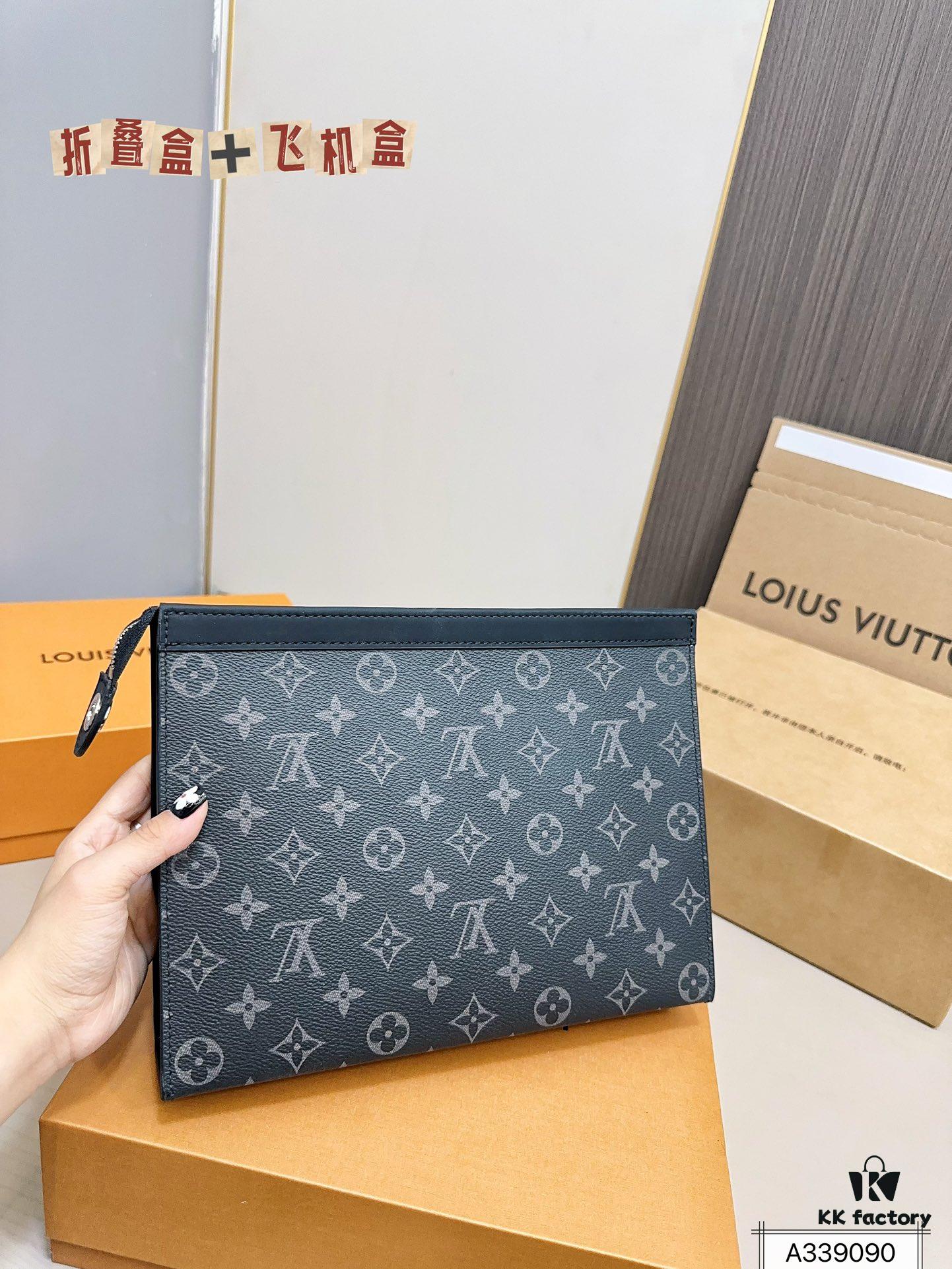 LV Men's Clutch Bag, Full Set Packaging, Dimensions 28 x 22