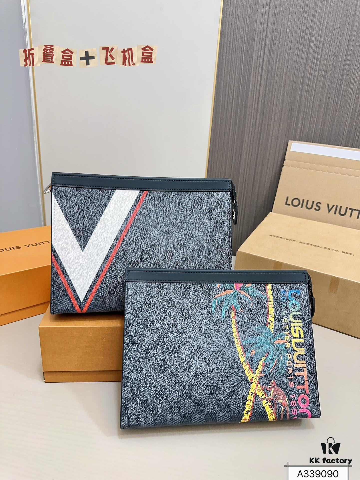 LV Men's Clutch Bag, Full Packaging, Dimensions 28 x 22