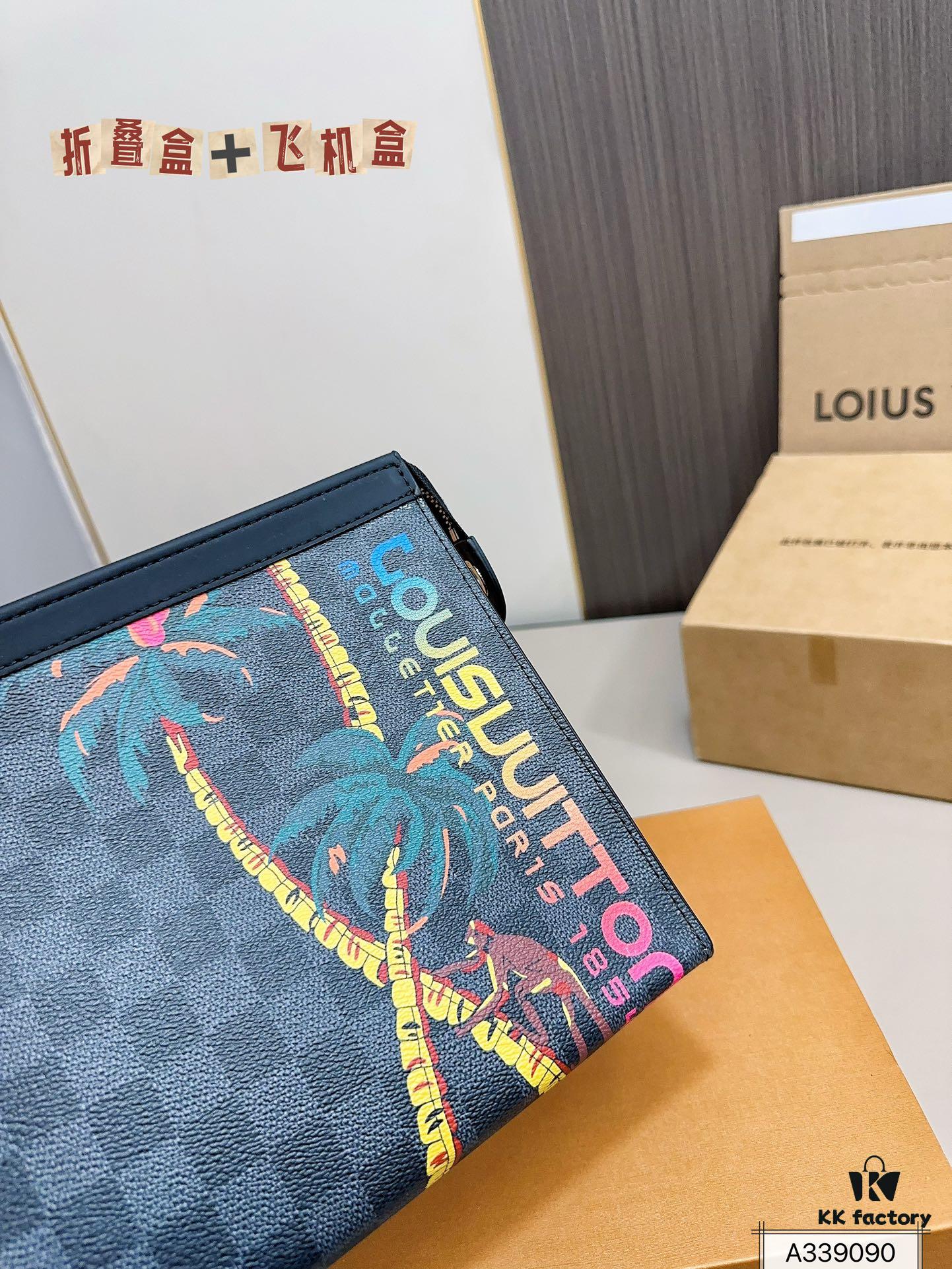 LV Men's Clutch Bag, Full Set Packaging, Dimensions 28 x 22