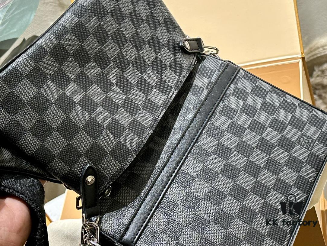 LV Louis Vuitton Men's Crossbody Bag, Tri-fold Design, Premium Imported Fabric, Official Website Aircraft Case Included