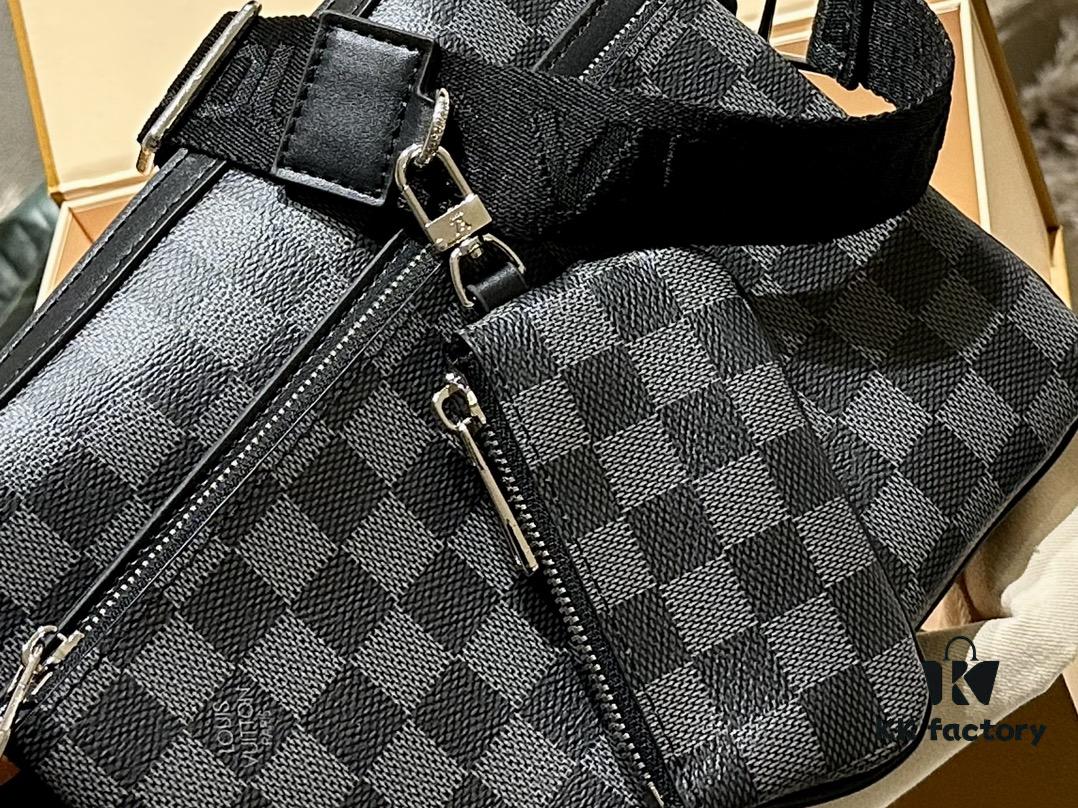 LV Louis Vuitton Men's Crossbody Bag, Tri-fold Design, Premium Imported Fabric, Official Website Aircraft Case Included