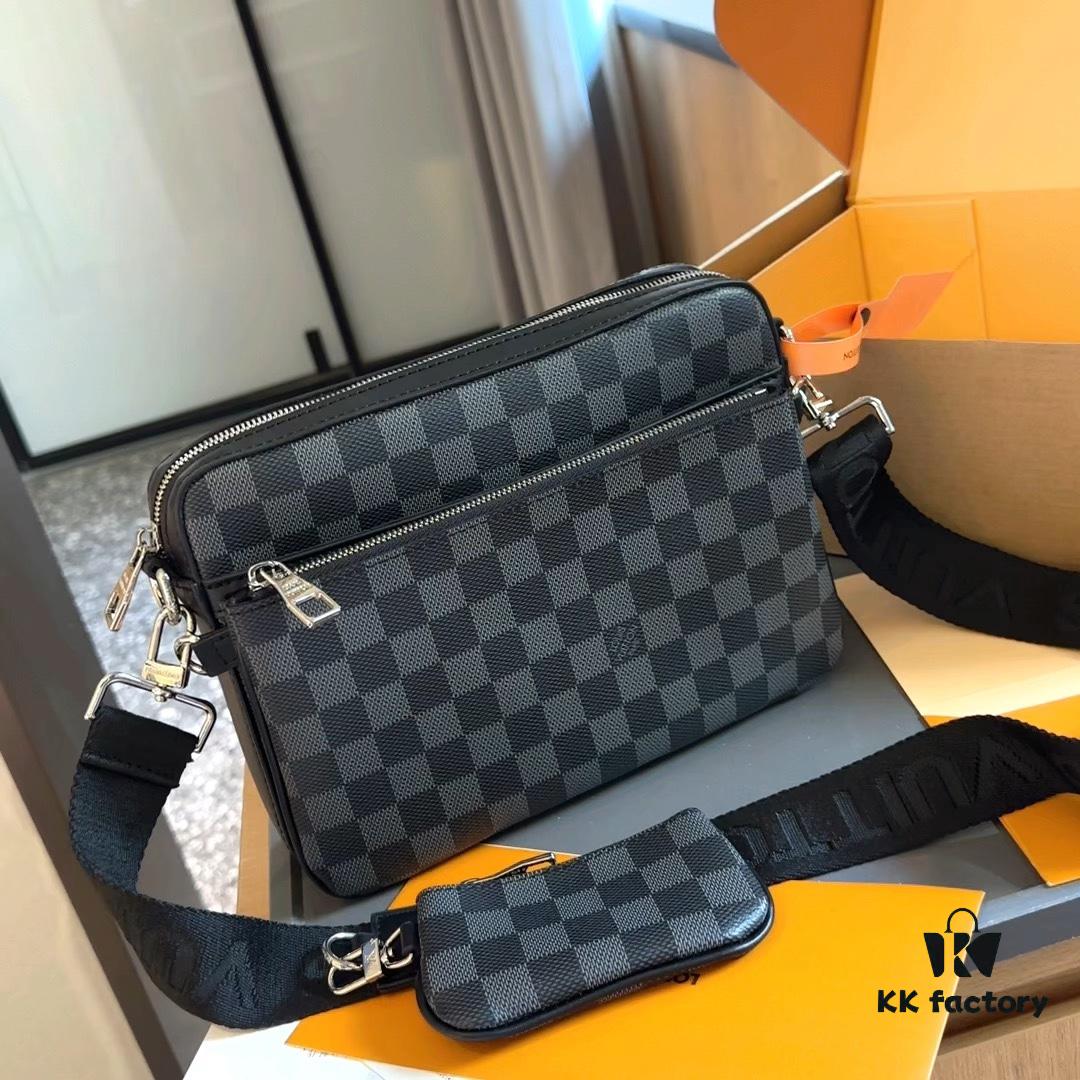 LV Super King Black Warrior Men's Crossbody Messenger Bag Three-in-One