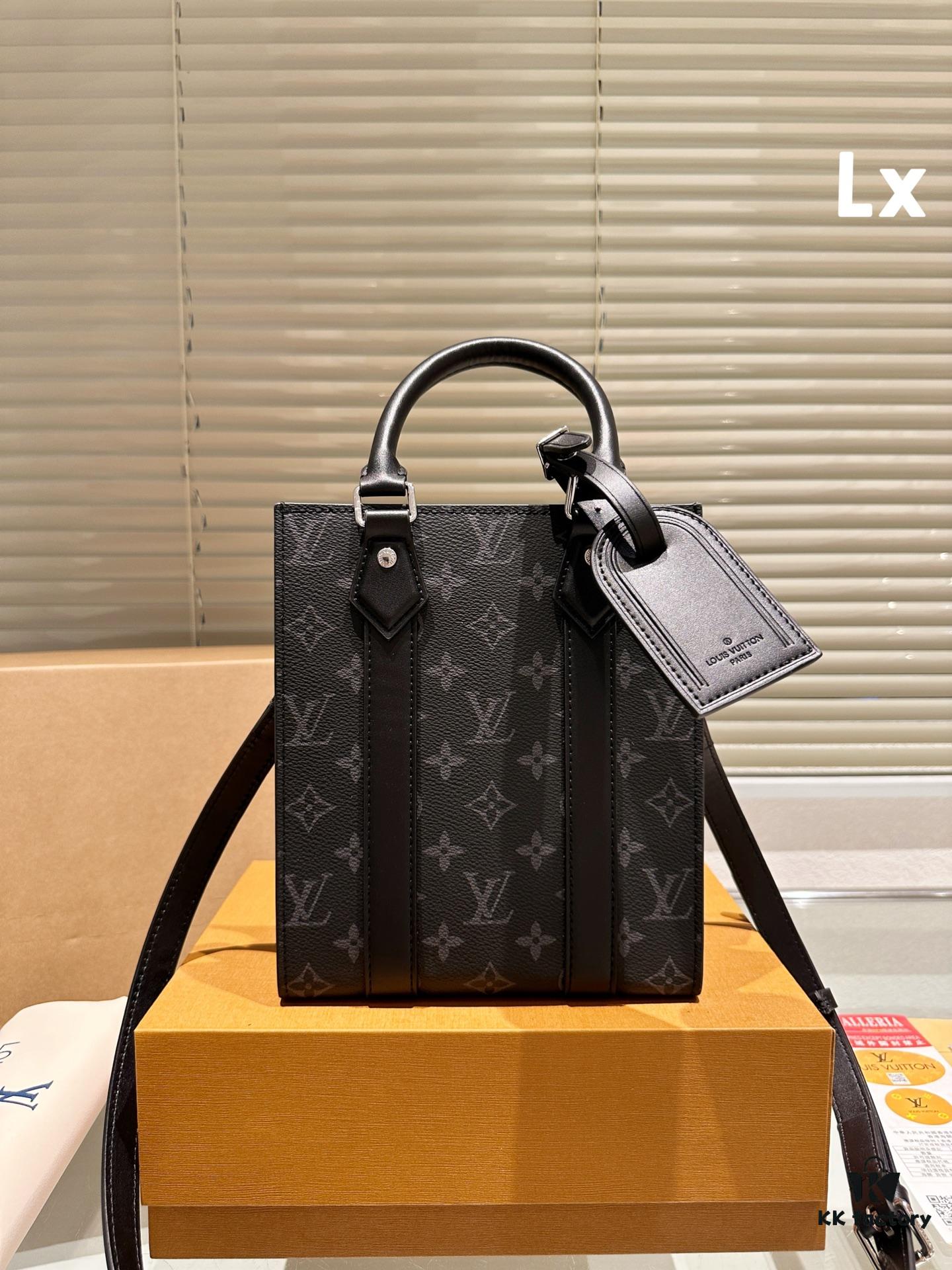 LV Men's Sac Plat VOYAGER Tote Bag with Foldable Box and Airplane Packaging