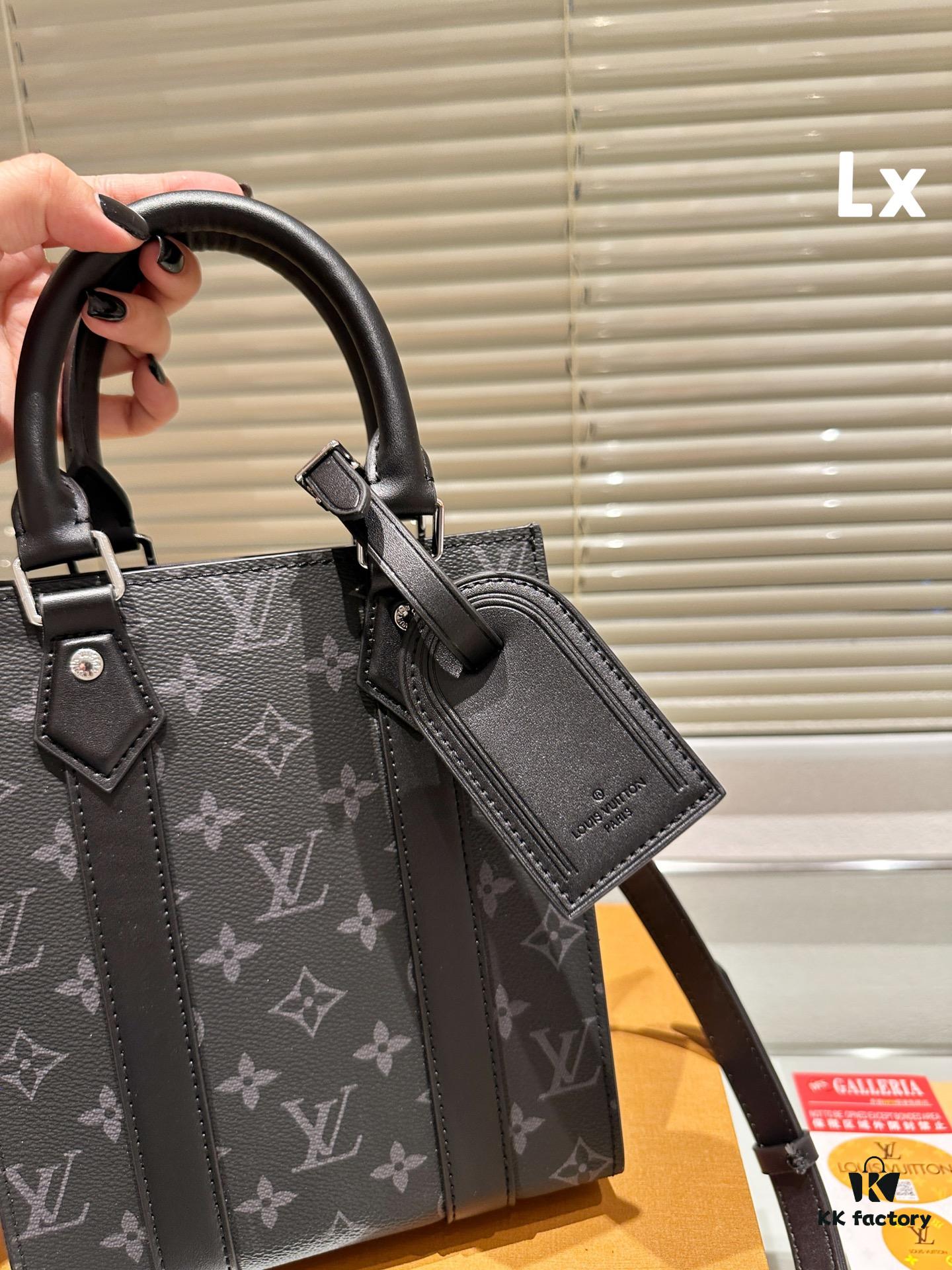 LV Men's Sac Plat VOYAGER Tote Bag with Foldable Box and Airplane Packaging