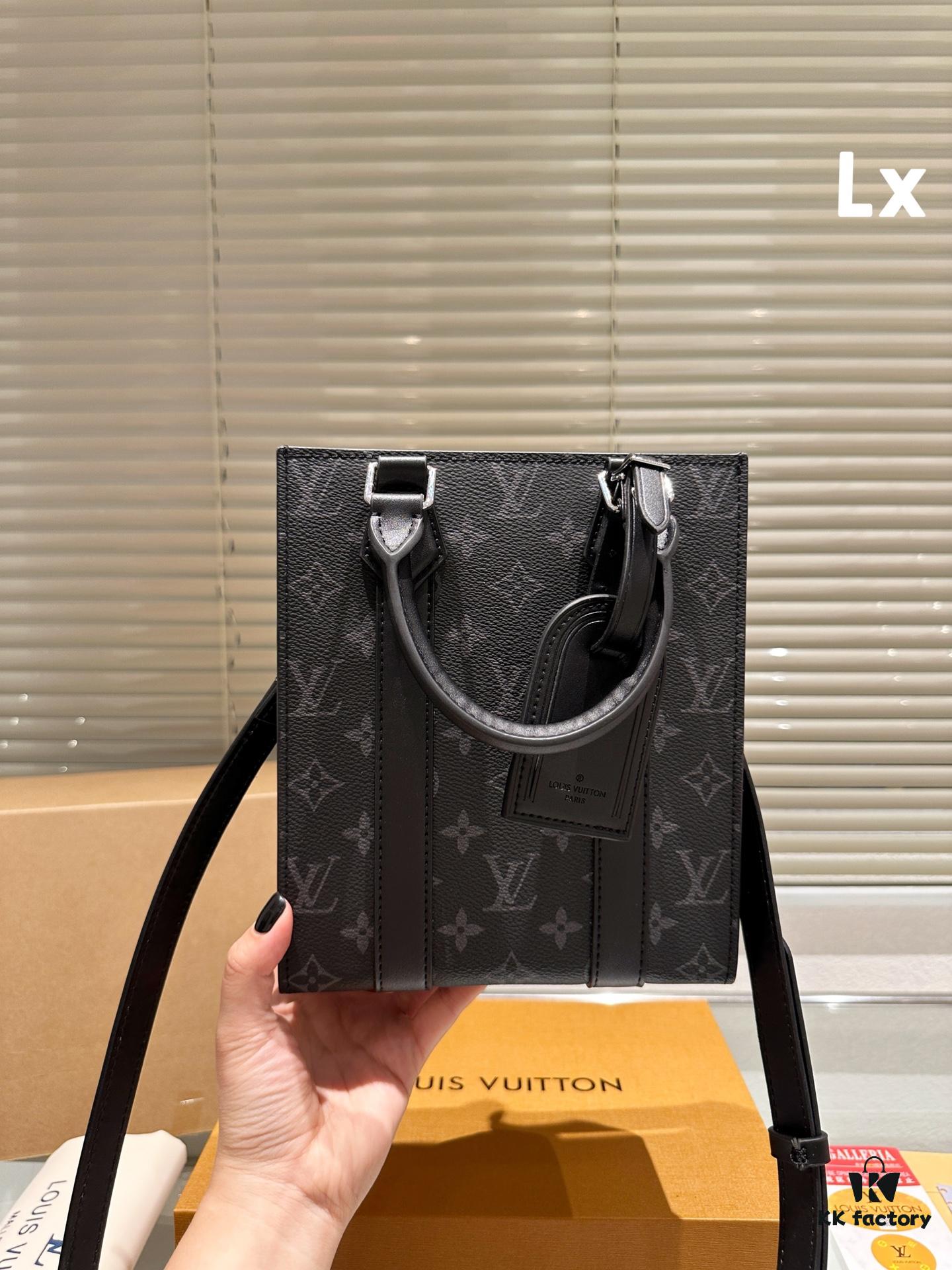 LV Men's Sac Plat VOYAGER Tote Bag with Foldable Box and Airplane Packaging