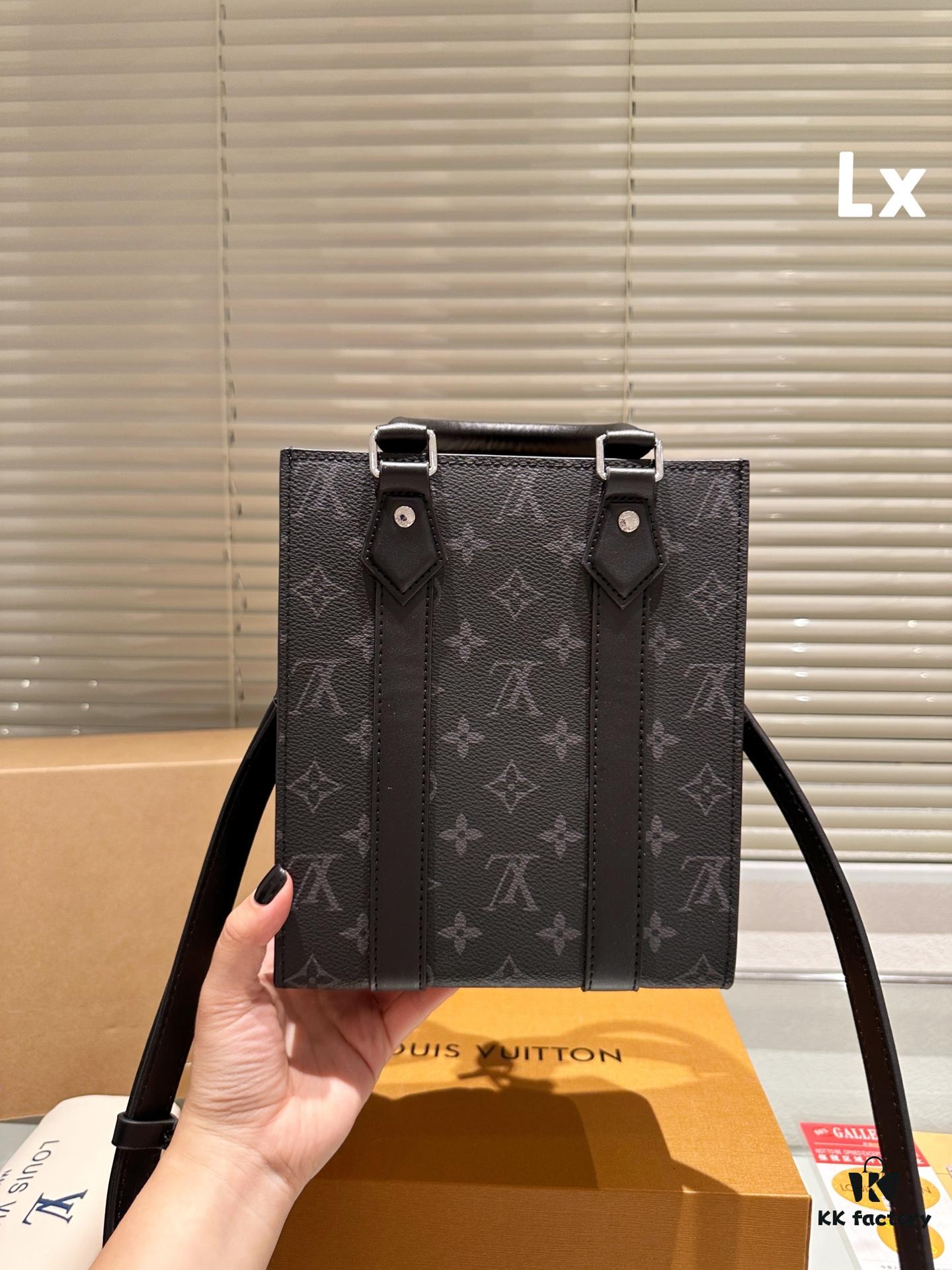 LV Men's Sac Plat VOYAGER Tote Bag with Foldable Box and Airplane Packaging