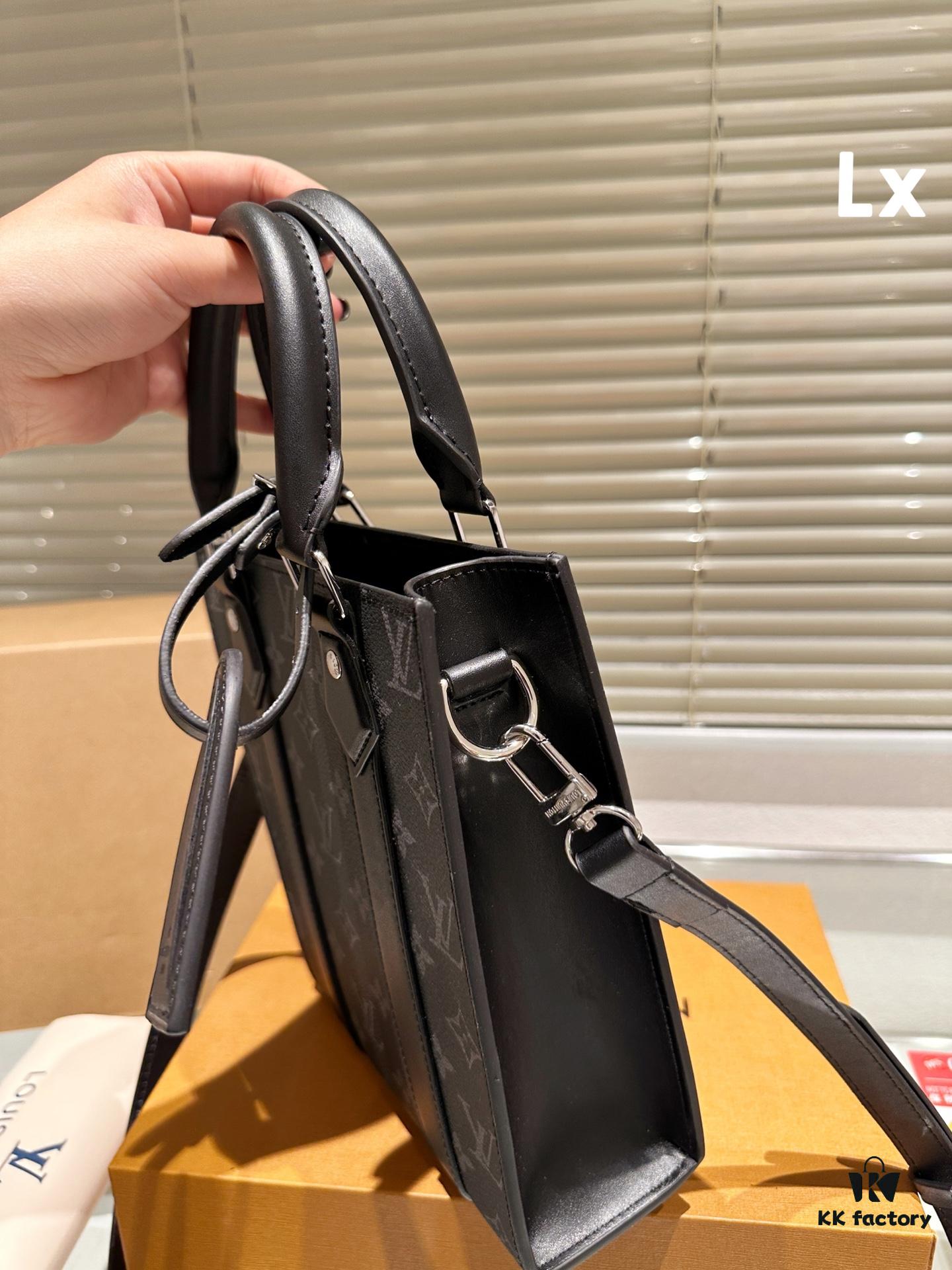 LV Men's Sac Plat VOYAGER Tote Bag with Foldable Box and Airplane Packaging