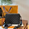 Embossed Cowhide Black Monogram LV Men's Trio Three-in-One Messenger Bag in Black Knight Style