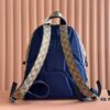 Gucci Men's Backpack with Coiled Snake Embroidery in Beige and Brown Original GG Canvas, Blue Contrast Trim