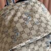 Gucci Men's Backpack with Coiled Snake Embroidery in Beige and Brown Original GG Canvas, Blue Contrast Trim
