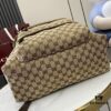 Gucci Logo Medium Backpack in Beige and Ebony GG Canvas with Original Green Gift Bag