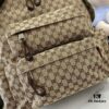 Gucci Logo Large Backpack in Beige and Ebony GG Canvas with Original Green Gift Bag