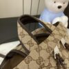 Gucci Logo Large Backpack in Beige and Ebony GG Canvas with Original Green Gift Bag