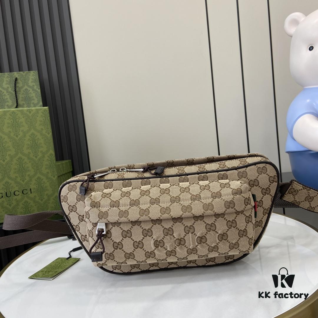 Small GG Crossbody Bag in Beige and Ebony GG Canvas with Brown Trims