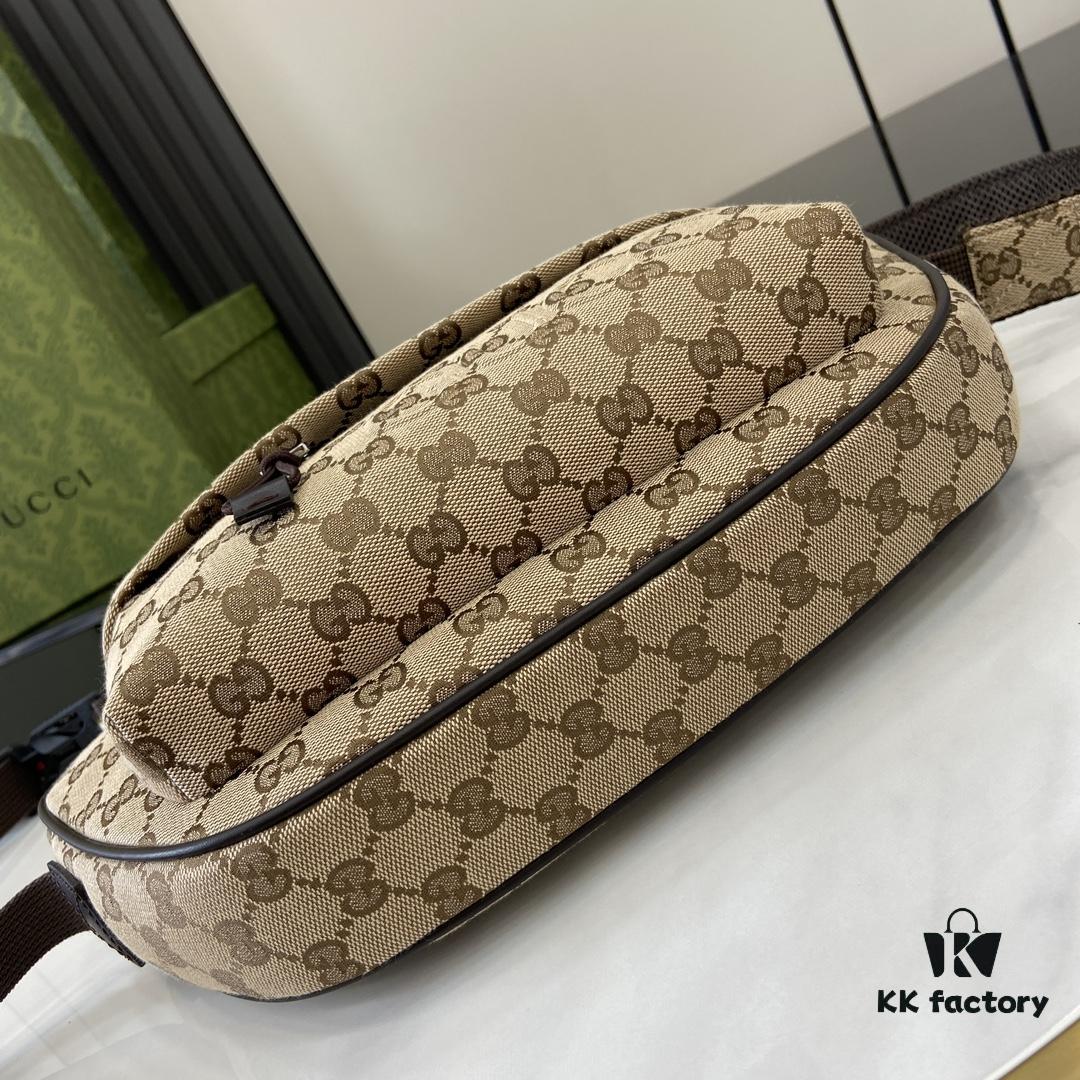 Small GG Crossbody Bag in Beige and Ebony GG Canvas with Brown Trims