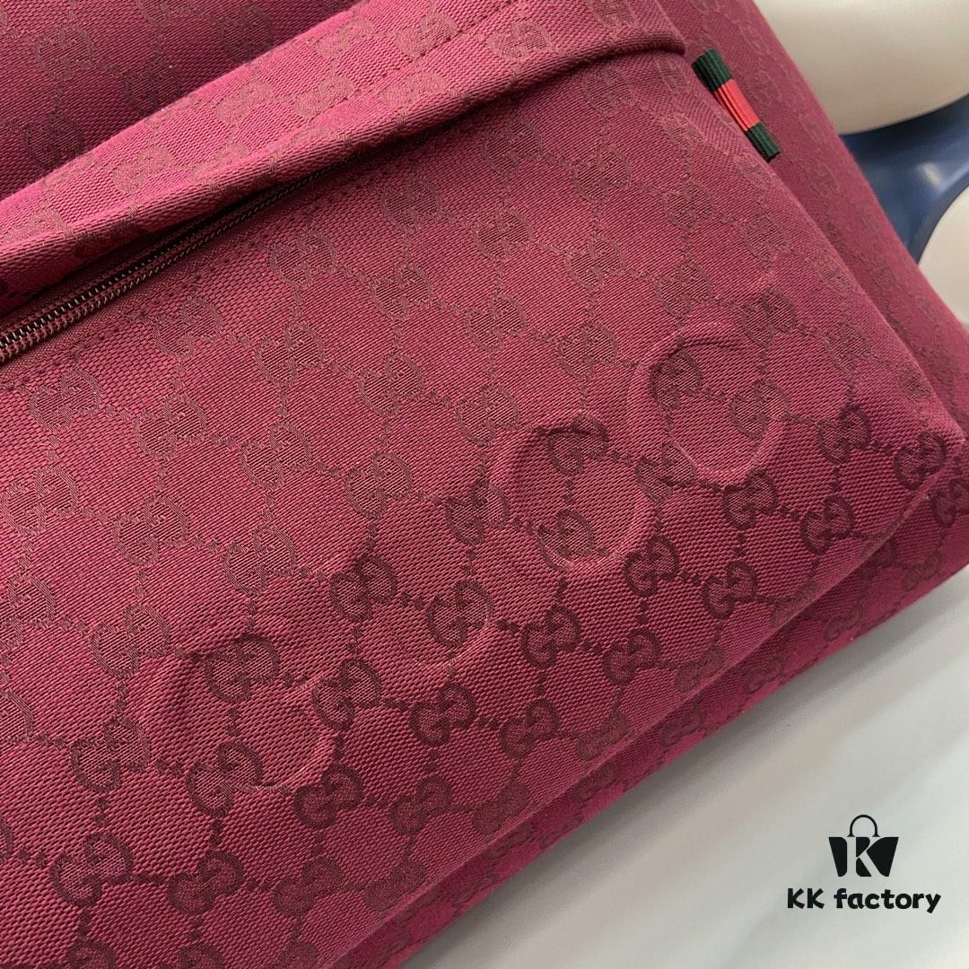 Large GG Tote Bag in Rosso Ancora Canvas with Original Green Gift Set