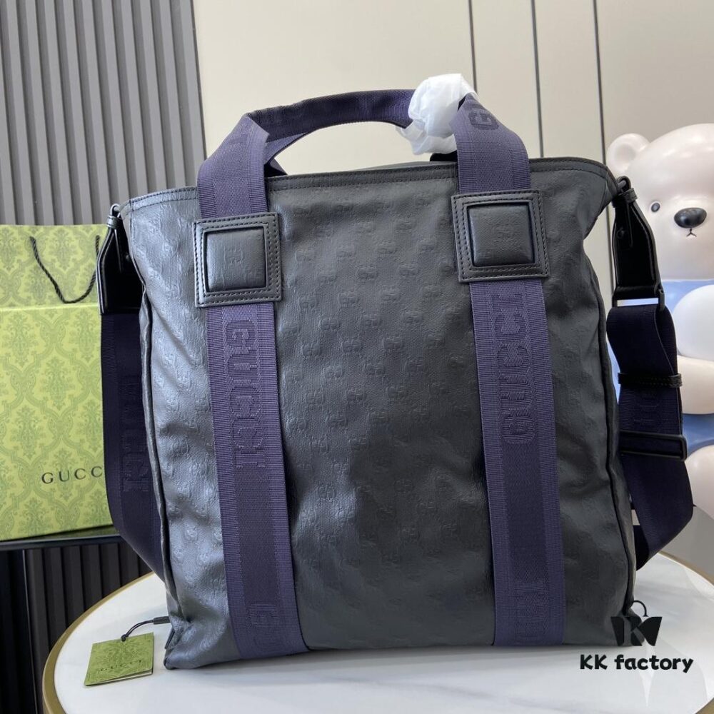 Gucci Crystal GG Tote Bag in Matte Black Canvas with Full Original Green Box Packaging