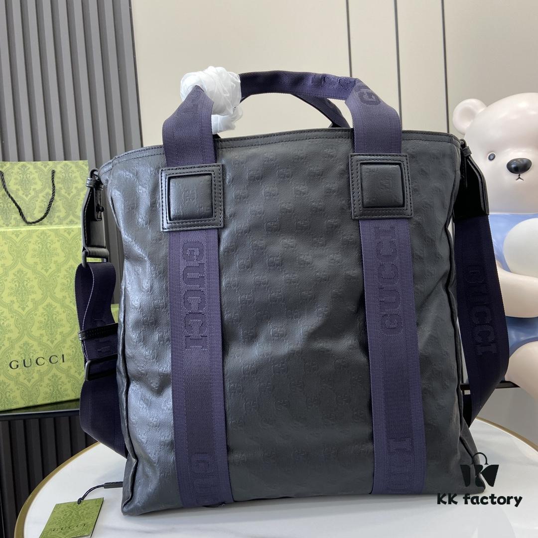 Gucci Crystal GG Tote Bag in Matte Black Canvas with Full Original Green Box Packaging