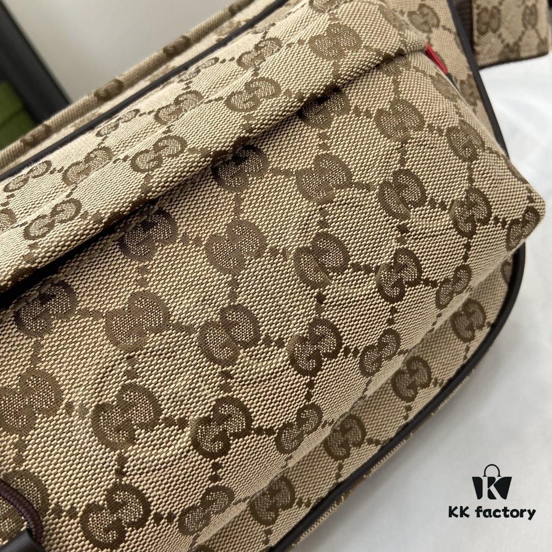 Small GG Crossbody Bag in Beige and Ebony GG Canvas with Brown Trims