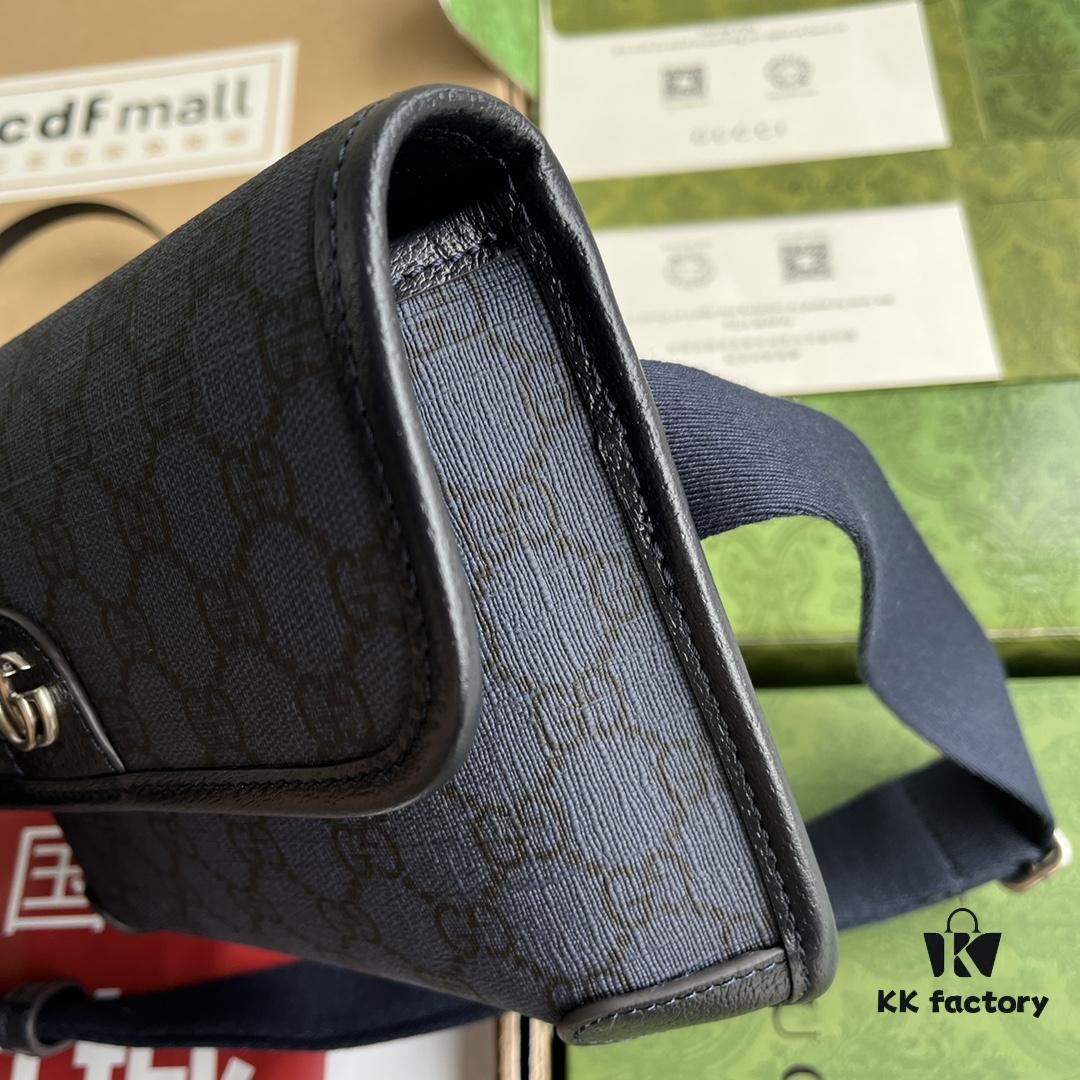 Gucci Ophidia GG Small Waist Bag in Gray and Black GG Supreme Canvas with Palladium Hardware