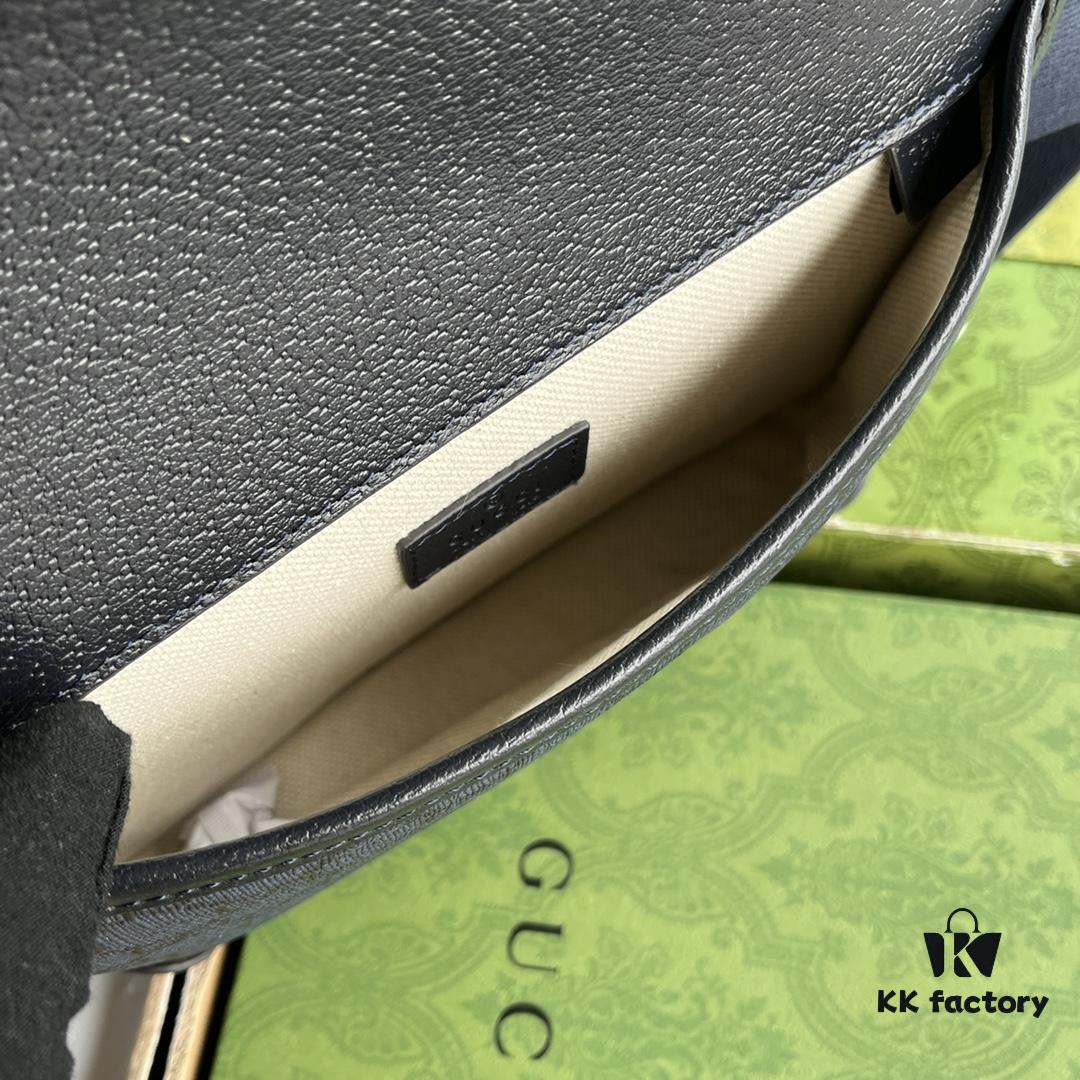 Gucci Ophidia GG Small Waist Bag in Gray and Black GG Supreme Canvas with Palladium Hardware