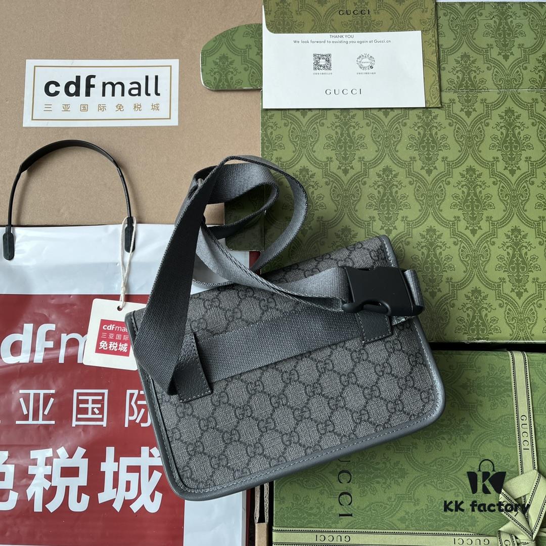 Gucci Ophidia GG Small Waist Bag in Gray and Black GG Supreme Canvas