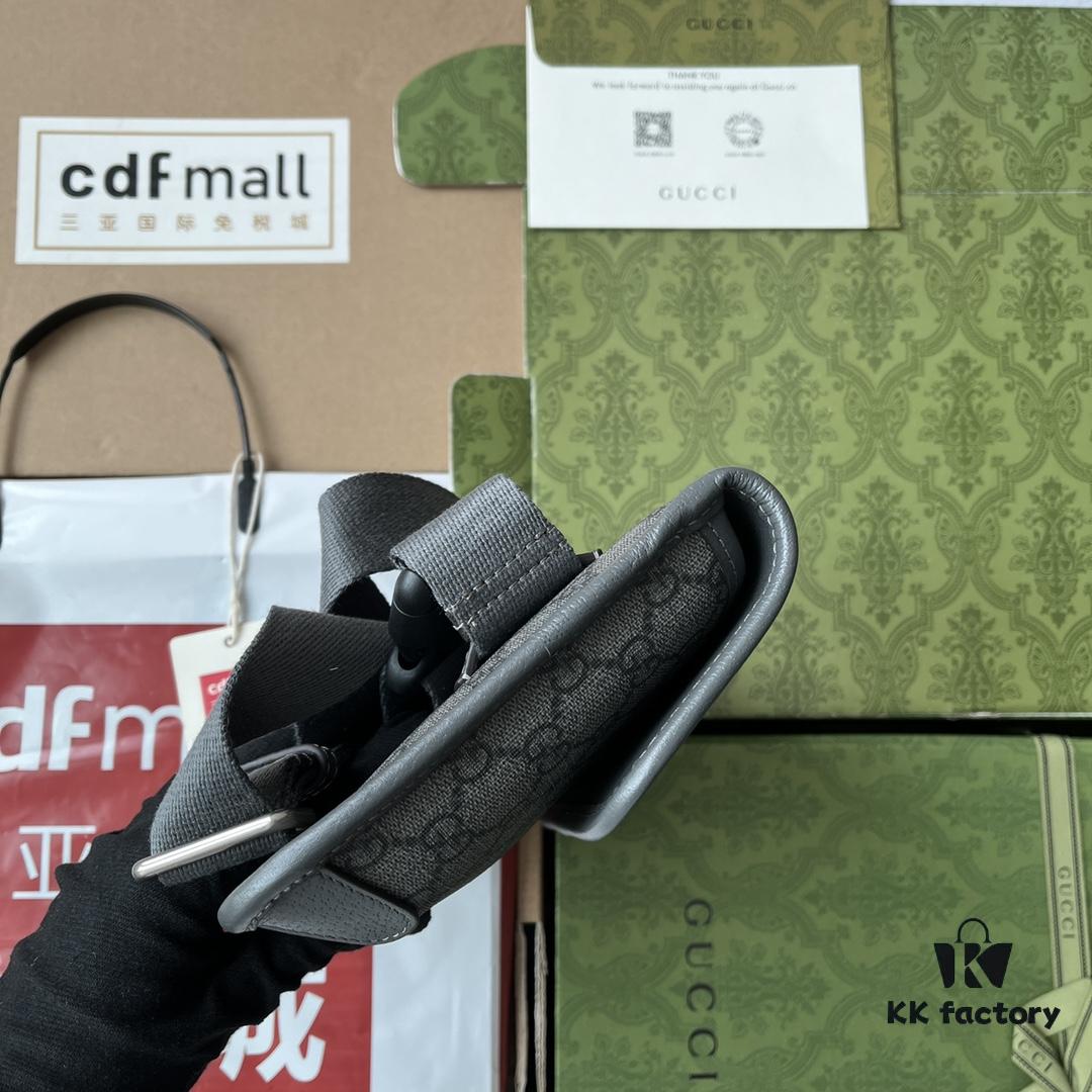 Gucci Ophidia GG Small Waist Bag in Gray and Black GG Supreme Canvas