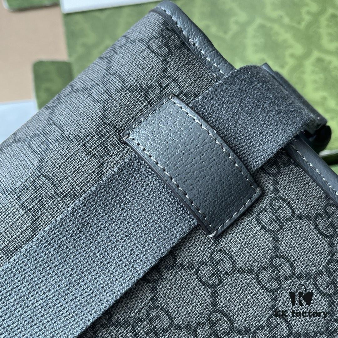 Gucci Ophidia GG Small Waist Bag in Gray and Black GG Supreme Canvas