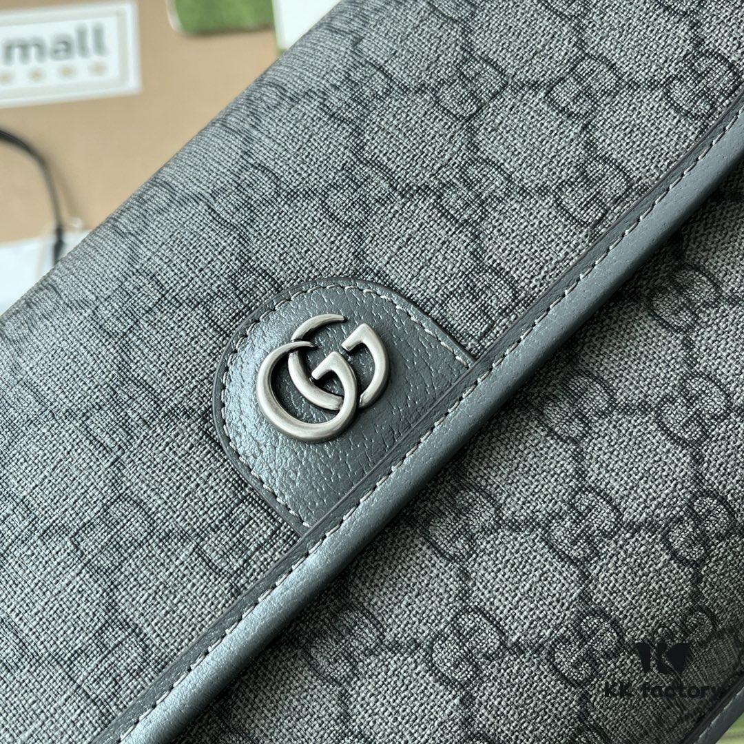 Gucci Ophidia GG Small Waist Bag in Gray and Black GG Supreme Canvas