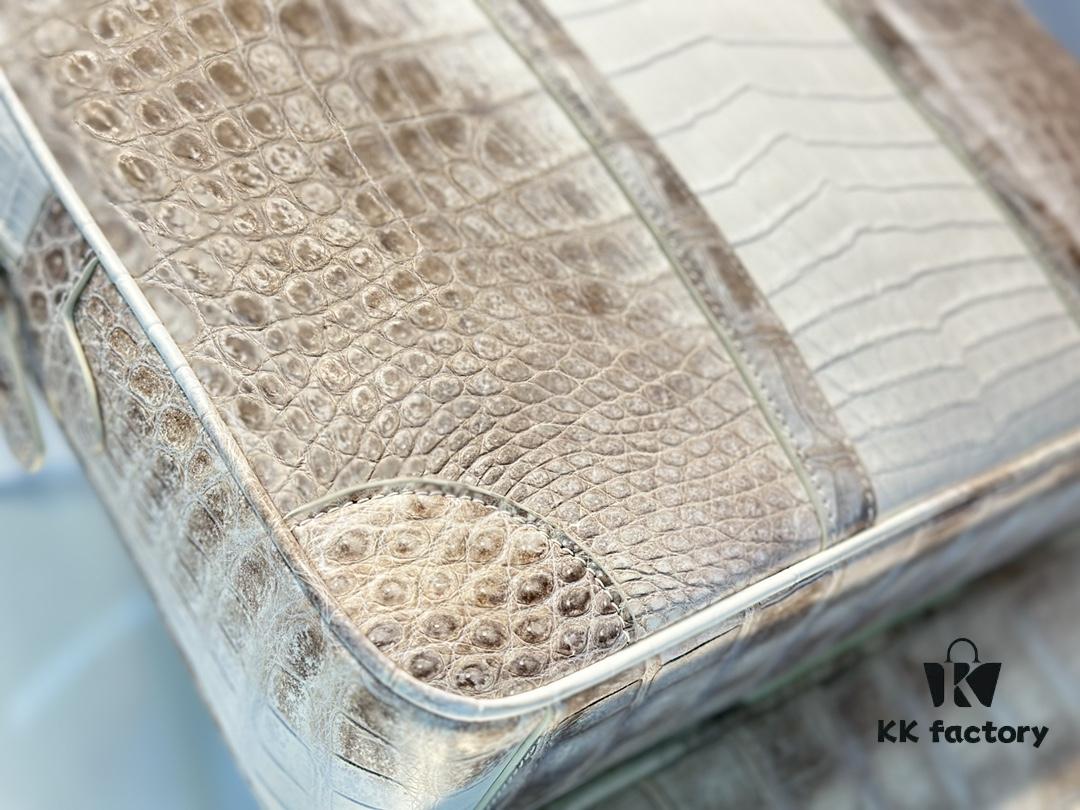 LV Same-Style Men's Briefcase Made from Himalayan Crocodile Belly with Lambskin Lining, Himalayan Collection