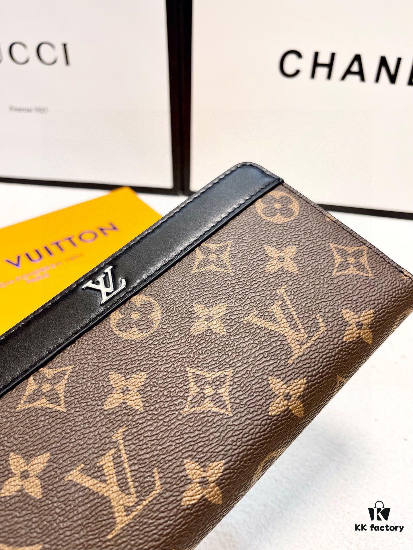 LV New Men's Hand Bag Black 21x11 Genuine Top Layer Cowhide Leather Multi-Card Large Capacity Wallet