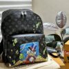 Authentic LV Men's Discovery Donald Duck Graffiti Backpack in Genuine Cowhide
