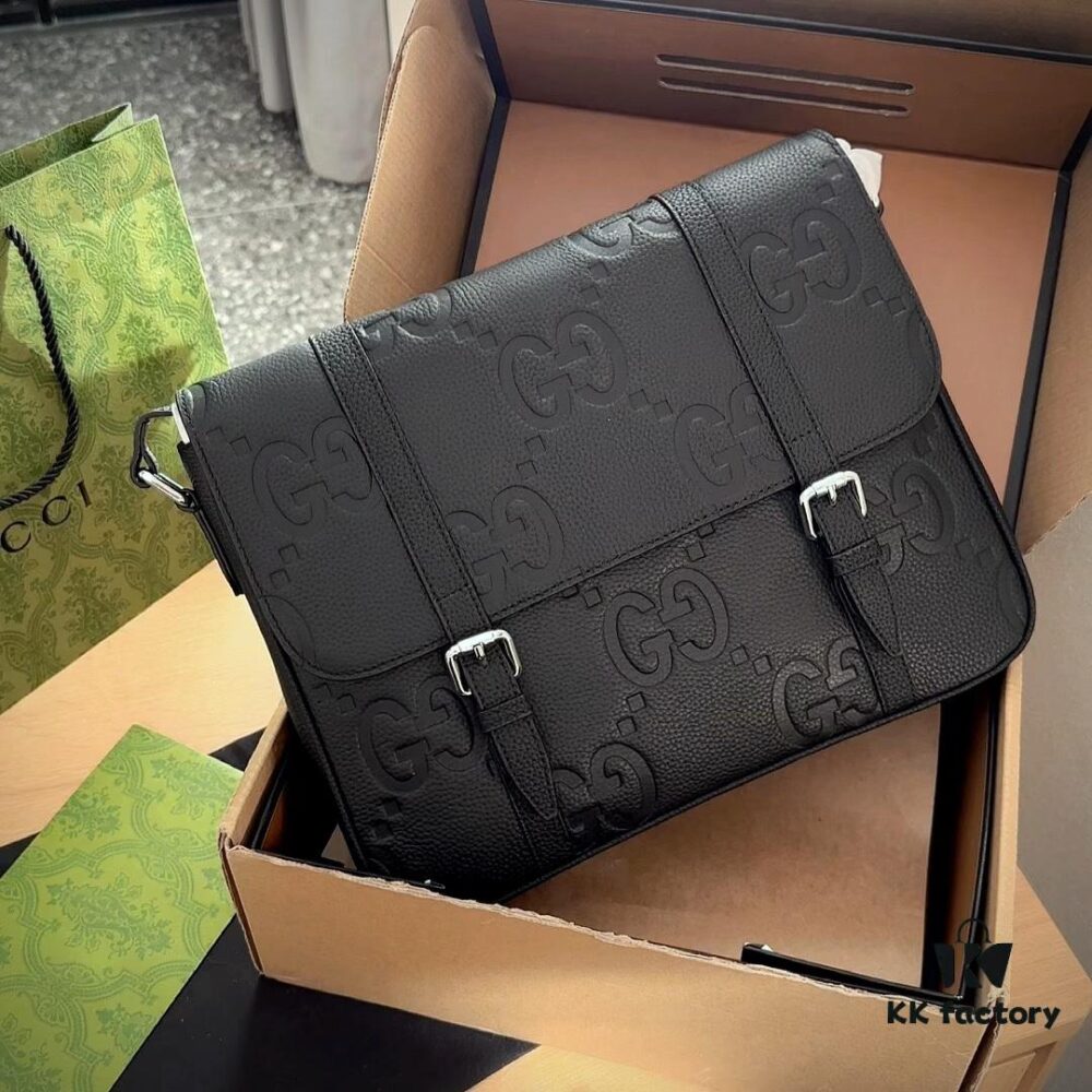 G Brand 2024 New Men's Textured Lychee Pattern Leather Messenger Bag