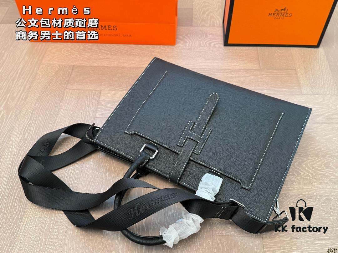 Hermès Hermès Briefcase, Crossbody or Handheld, Spacious for Documents and Laptop, Durable Material, Ideal Choice for Business Men, Size 38 x 28