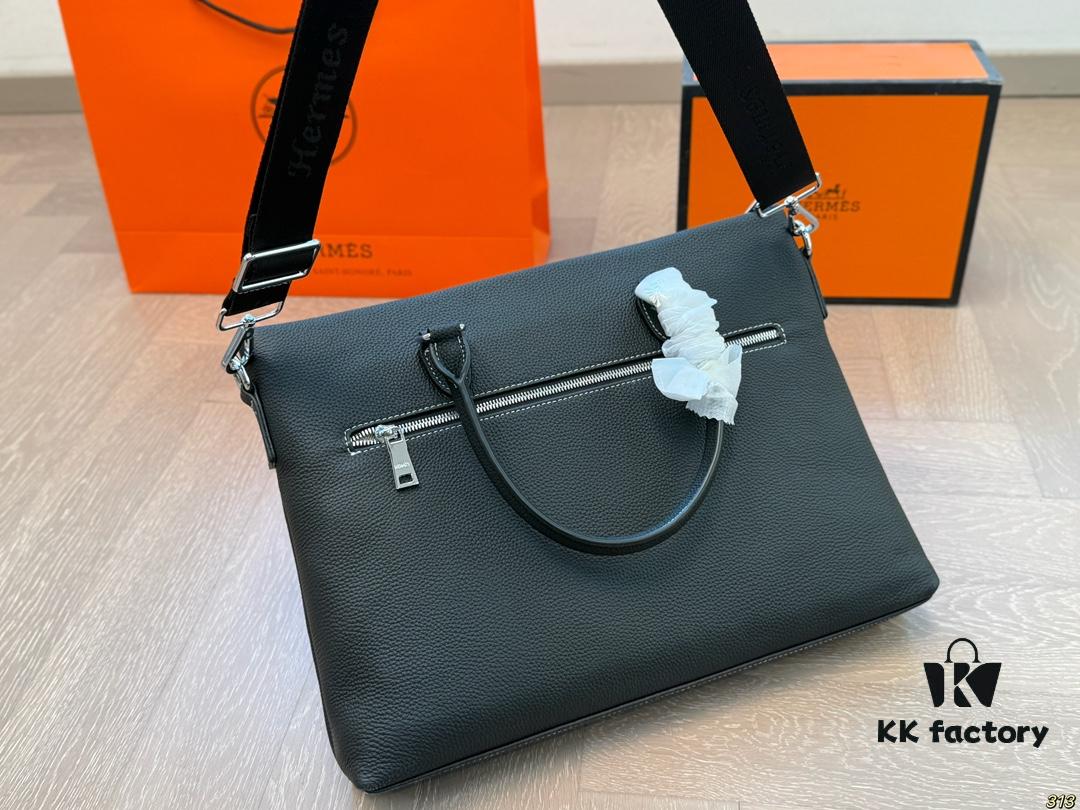 Hermès Men's Briefcase - Versatile Crossbody or Handheld Design with Spacious Interior