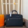 Hermes Men's Leather Briefcase, Can Be Worn Crossbody or Carried by Hand, Spacious for Documents and Laptops, Classic Black, Ideal for Business Men, Size 39 x 28