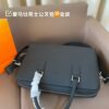 Hermes Men's Leather Briefcase, Can Be Worn Crossbody or Carried by Hand, Spacious for Documents and Laptops, Classic Black, Ideal for Business Men, Size 39 x 28