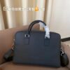 Hermes Men's Leather Briefcase, Can Be Worn Crossbody or Carried by Hand, Spacious for Documents and Laptops, Classic Black, Ideal for Business Men, Size 39 x 28