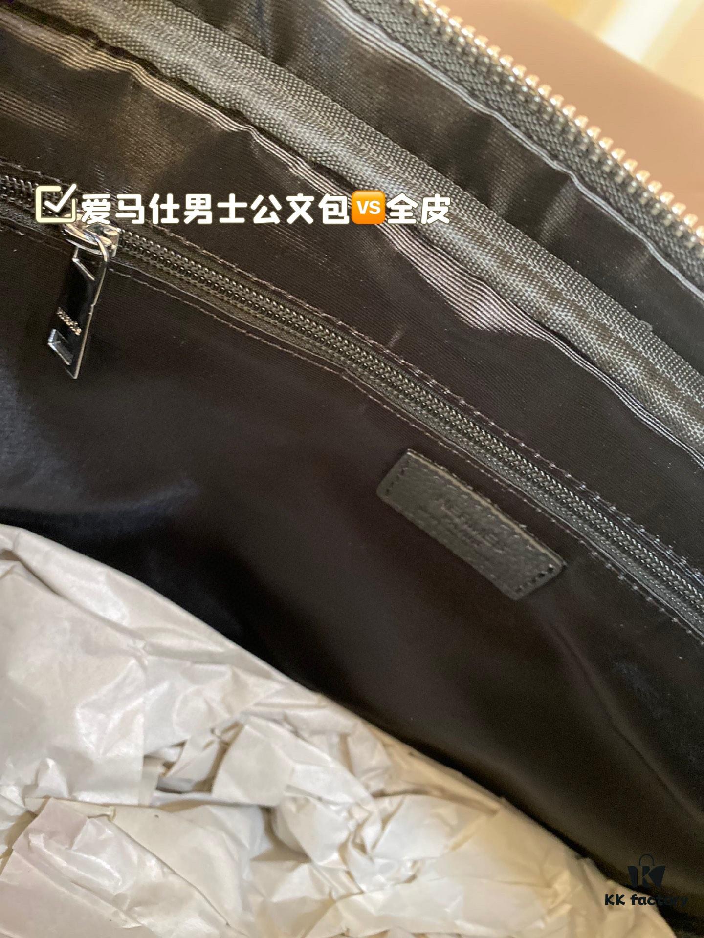 Hermes Men's Leather Briefcase, Can Be Worn Crossbody or Carried by Hand, Spacious for Documents and Laptops, Classic Black, Ideal for Business Men, Size 39 x 28