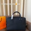 Hermes Men's Leather Briefcase, Can Be Worn Crossbody or Carried by Hand, Spacious for Documents and Laptops, Classic Black, Ideal for Business Men, Size 39 x 28