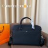 Hermes Men's Leather Briefcase, Can Be Worn Crossbody or Carried by Hand, Spacious for Documents and Laptops, Classic Black, Ideal for Business Men, Size 39 x 28