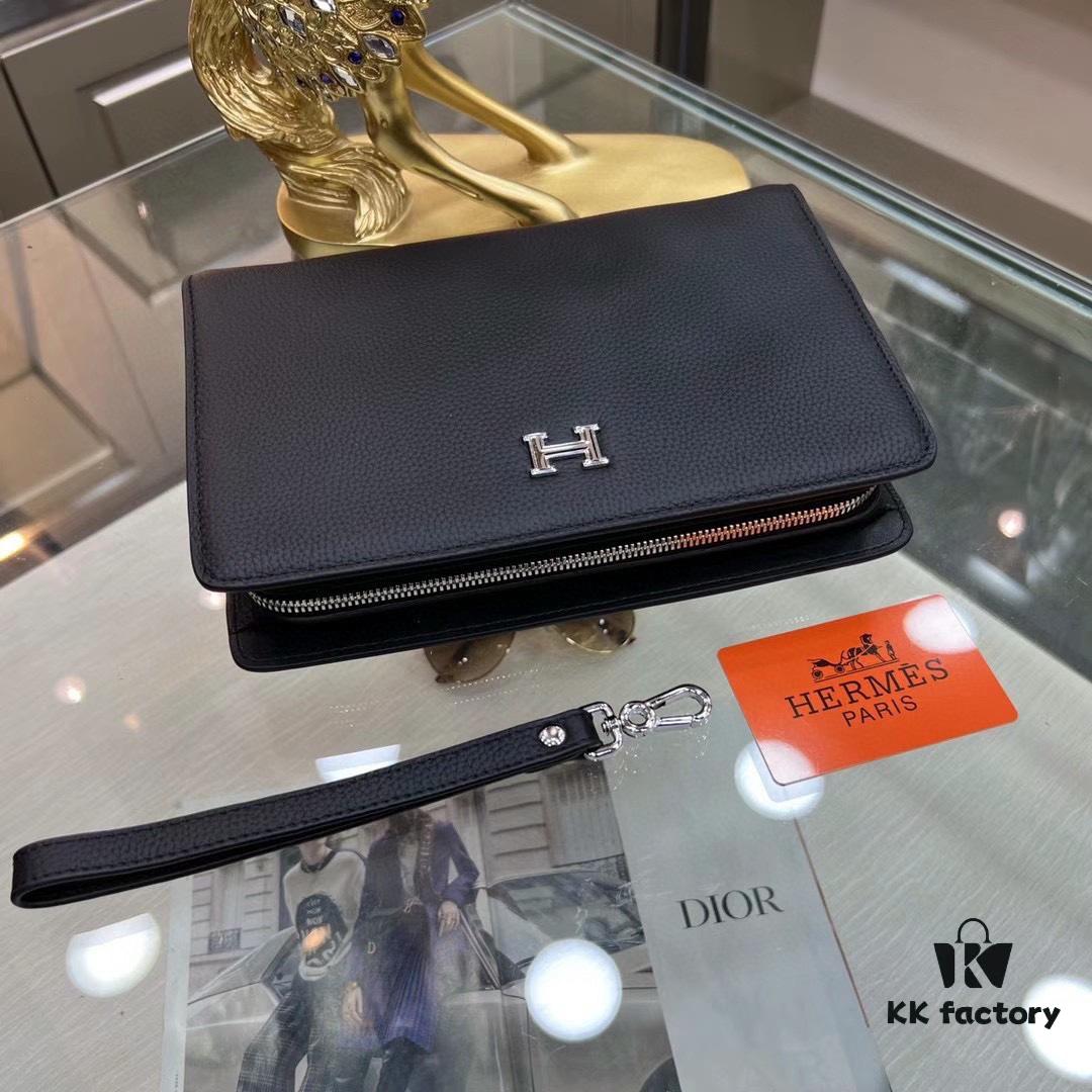 Hermès 9502 Men's Clutch in Black - Size 26x17