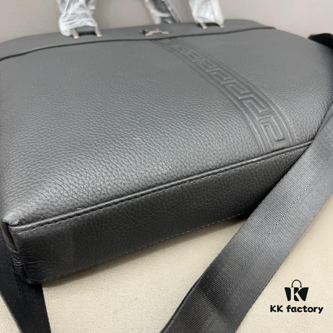 Hermès Men's Embossed Calfskin Briefcase - Casual Laptop Handbag with Exquisite Inlay Craftsmanship, Classic and Versatile Design