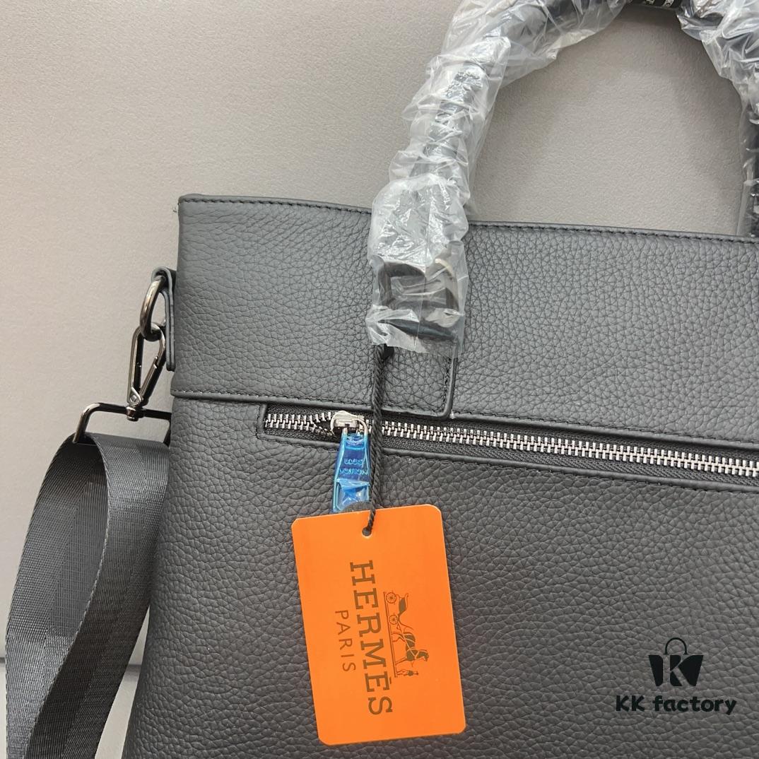 Hermès Men's Embossed Calfskin Briefcase, Casual Handheld Laptop Bag