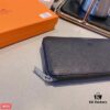 Hermès-inspired Black Leather Clutch - Model 9925, Size 21x10