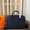 Hermes Men's Leather Briefcase, Can Be Worn Crossbody or Carried by Hand, Spacious for Documents and Laptops, Classic Black, Ideal for Business Men, Size 39 x 28