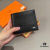 Hermès-style Men's Genuine Leather Bifold Wallet - Short and Long Version, Black Color, Premium Imported Cowhide
