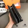 Hermès Black Leather Men's Clutch Bag 21x10 Model 90095 with Card Slots and Phone Pocket